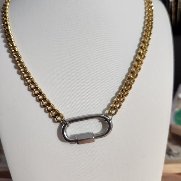 Two tone stainless steel carabiner chain - Picture 4 of 4